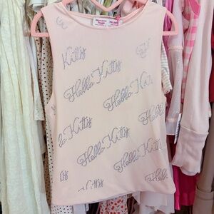 Pull & Bear UK Hello Kitty Pink Rhinestone Y2K Tank Top Sz XS